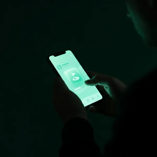 Abstract glow of a phone booking a tee time.