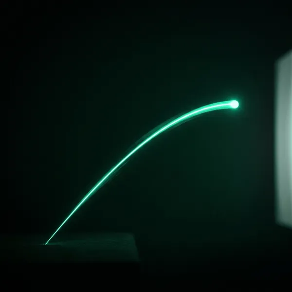 A ball-flight trace arcing across a glowing simulator screen.